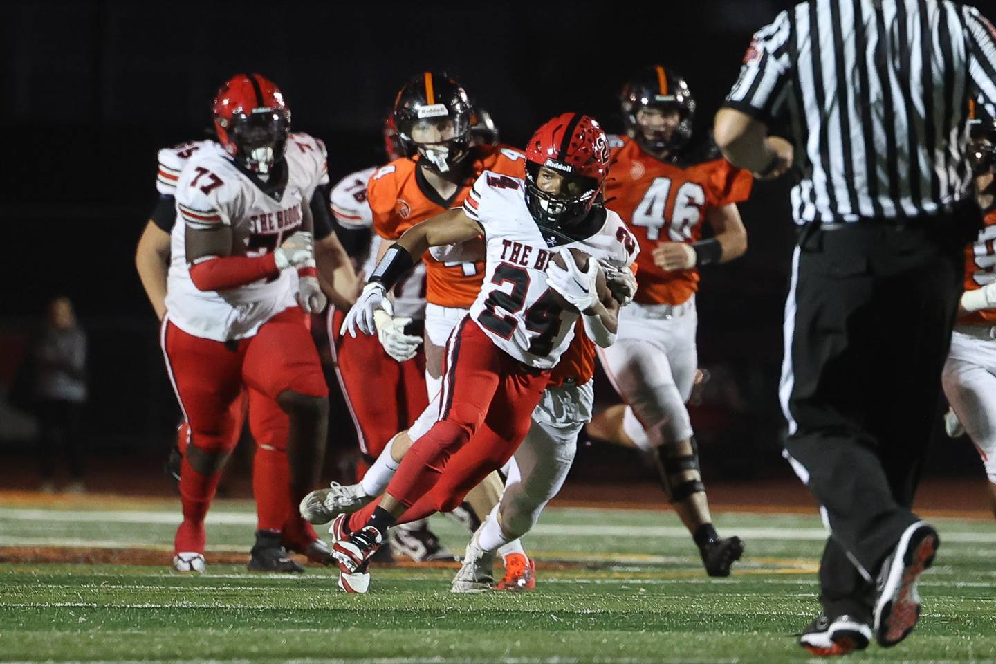 Bolingbrook’s Kale Cooks finds open field on a run against Lincoln-Way West on Friday, Sept. 22 in New Lenox.