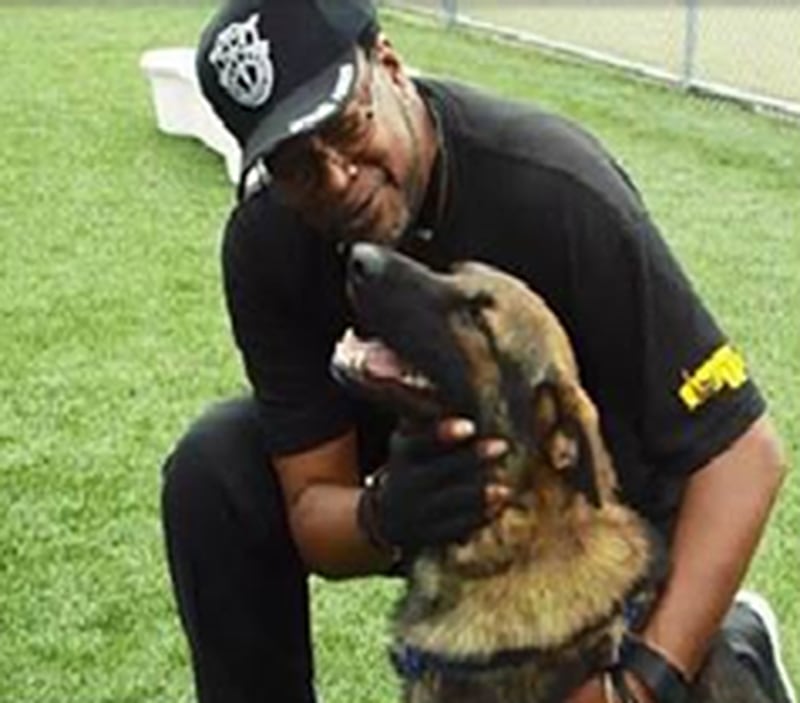 U.S. Army veteran Clayton Moore and his service dog Major. Photo provided by courtesy of K9s for Veterans.