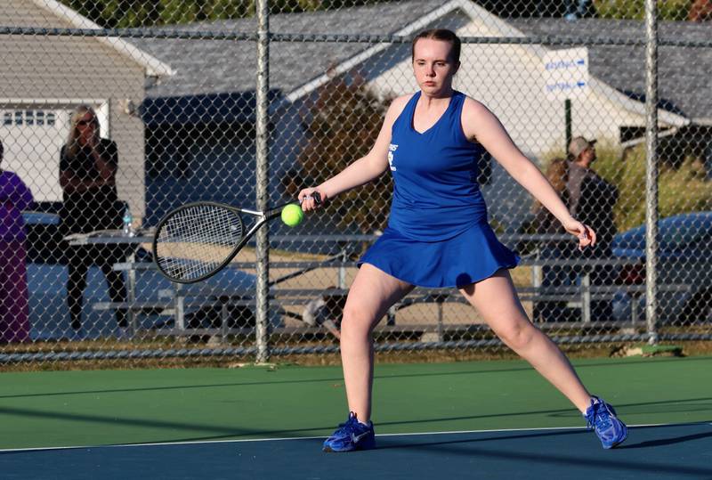 Princeton's Tessa Carlson takes a swing in Thursday's home match vs. Rochelle.
