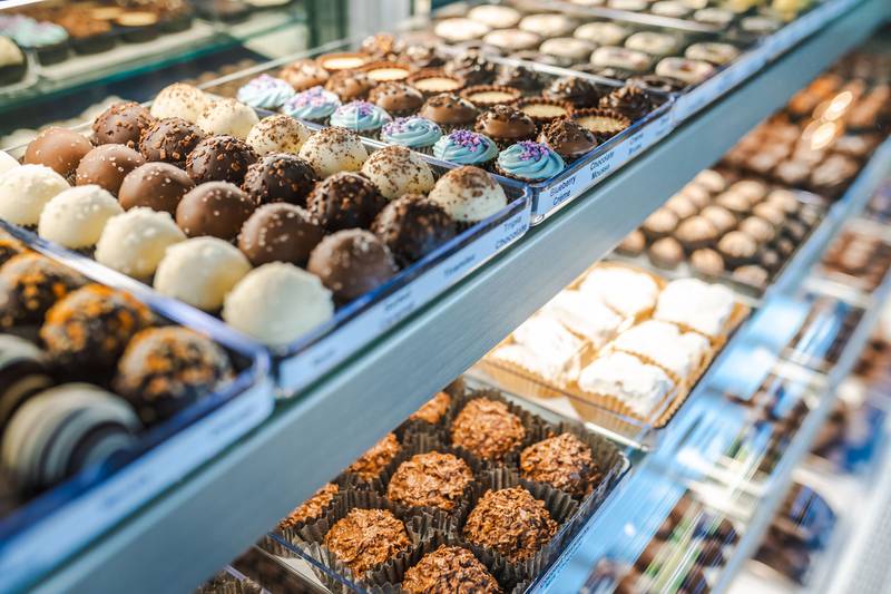 Hand-crafted chocolates and candies at The Chocolate Shoppe, located on U.S. Route 34 in Plano.
