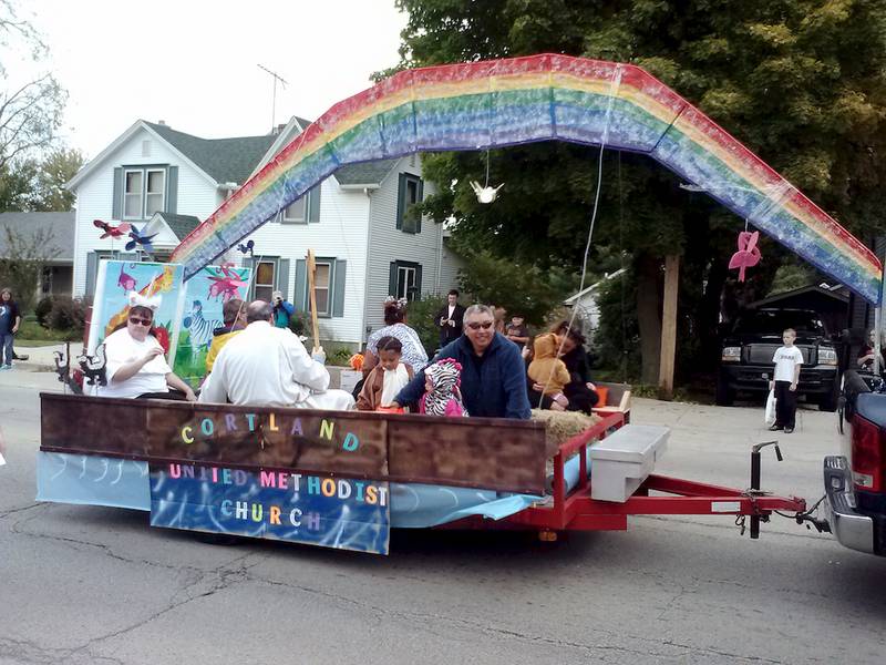 The Cortland United Methodist Church's float in the Cortland Fall Festival Parade on Oct. 12 had a Noah's Ark theme.