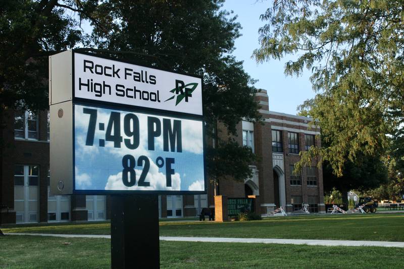 A digital sign is one of the improvements to the Rock Falls High School campus. It sits facing the intersection of West Second Street and 12th Avenue.