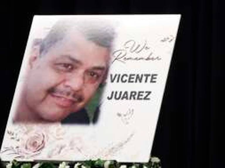 People gather at a ceremony Saturday six years after a workplace shooting at Henry Pratt Co. took the lives of Russell Beyer, Vincente Juarez, Clayton Parks, Josh Pinkard and Trevor Wehner.