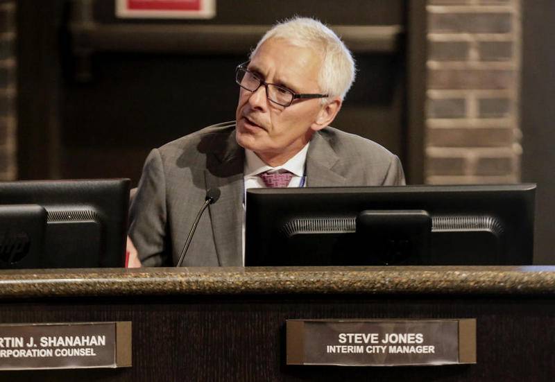 Interim City Manager Steve Jones speaks to the Joliet City Council on Monday, July 1, 2019, in Joliet, Ill.
