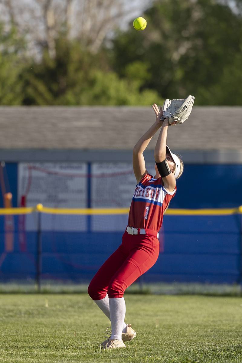 Morrison’s Kaylee Pruis hauls in a fly ball in right field against Newman Friday, May 3, 2024.