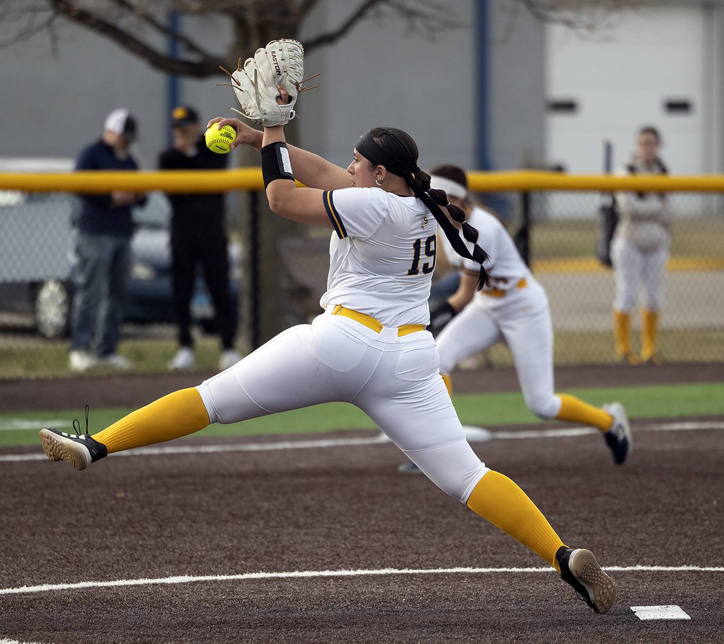 Sterling’s Lilly Martinez fires a pitch against Newman Tuesday, March 18, 2025.