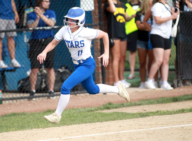 St. Charles North’s Ivy Gleeson runs home during the Class 4A St. Charles North Supersectional against Whitney Young on Monday, June 3, 2024.