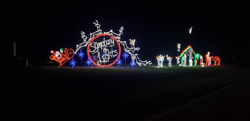 A look at a Symphony of Lights display that is showing off the name of the event.