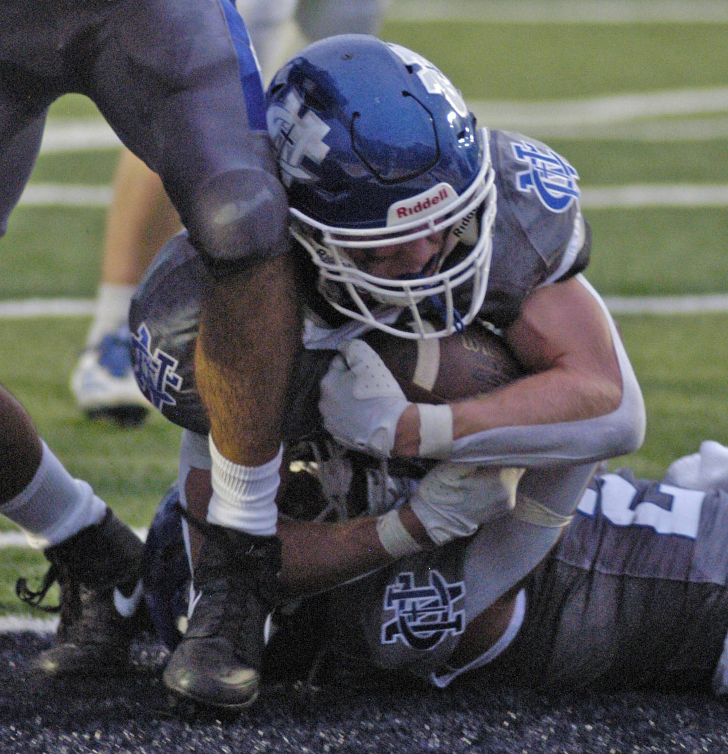 George Jungerman scores Newman's first touchdown. Newman Central Catholic H.S hosted Princeton H.S. in a non-conference football game at Sterling H.S, on Friday, August 29, 2025.