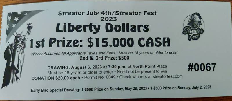 The Streator Liberty Dollars winners were drawn Sunday, Aug. 6, 2023.