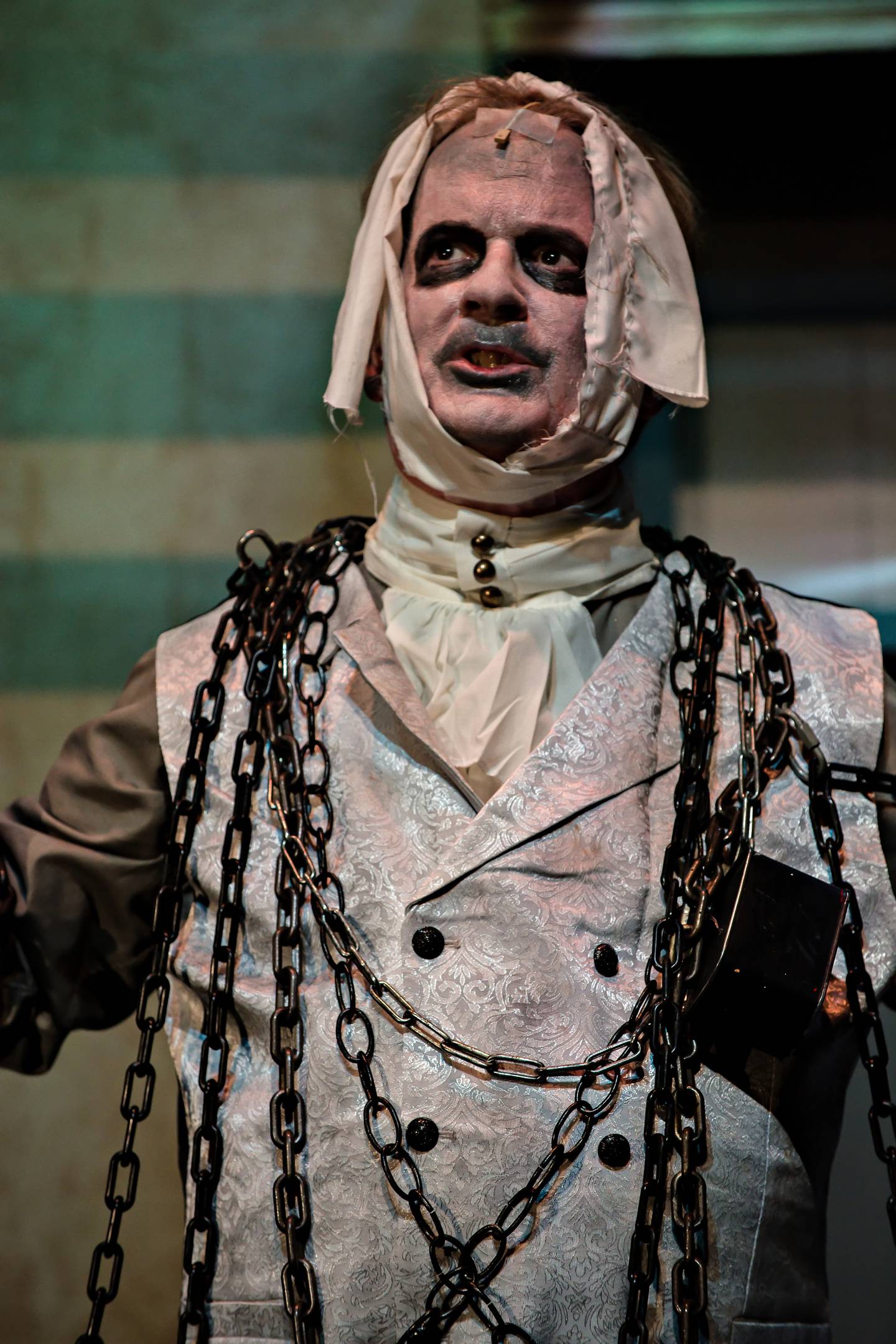 Marley is portrayed by Paul Lockwood in a new retelling of Charles Dickens' "A Christmas Carol." It's a Theatre 121 in Woodstock production.
