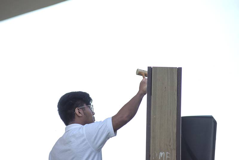 A percussionist plays an instrument during the song selection of “Novena - Rhapsody for Band” by James Swearingen Thursday, June 16, 2022.