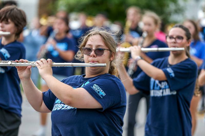 Downers Grove South marching band perform in the Downers Grove South Homecoming Parade. Sept 28, 2024 in Downers Grove.