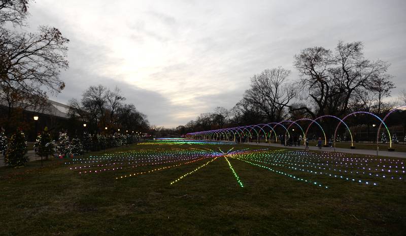 Holiday trees and lights surround Brookfield Zoo during their Holiday event held Saturday Nov 26, 2022.