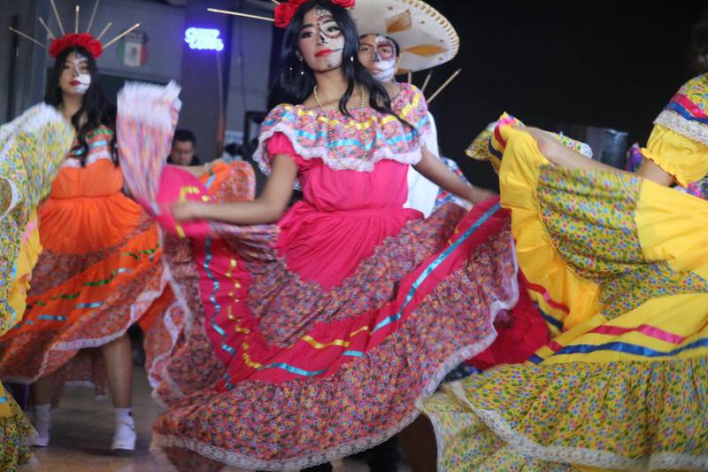 Ballet Nueva Generación of Rochelle Township High School took to the floor at La Calle Bar and Music Venue on Nov. 4, 2023 during the inaugural Day of the Dead "Celebration of Life".