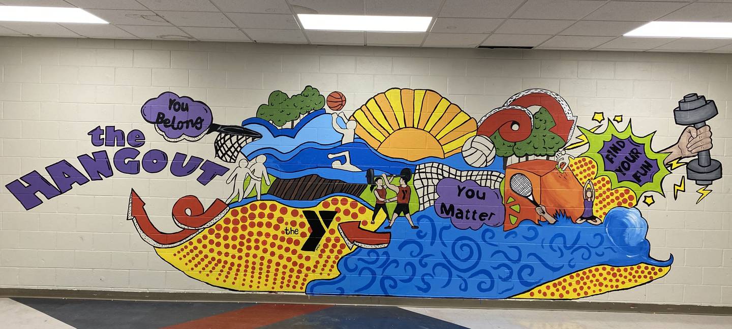 An image of the finished mural created by La Salle-Peru High School students at the YMCA in Peru.