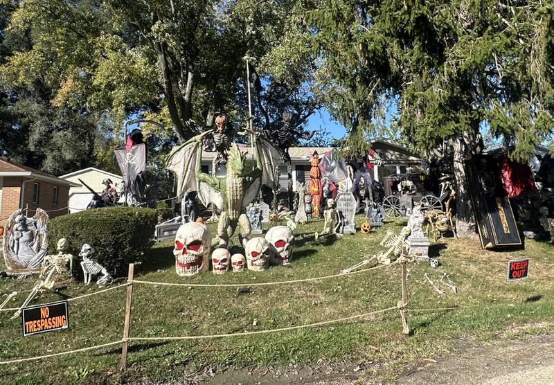 A view of Halloween decorations in the 1400 block of Shaft Street on Monday, Oct. 27, 2025 in Streator.
