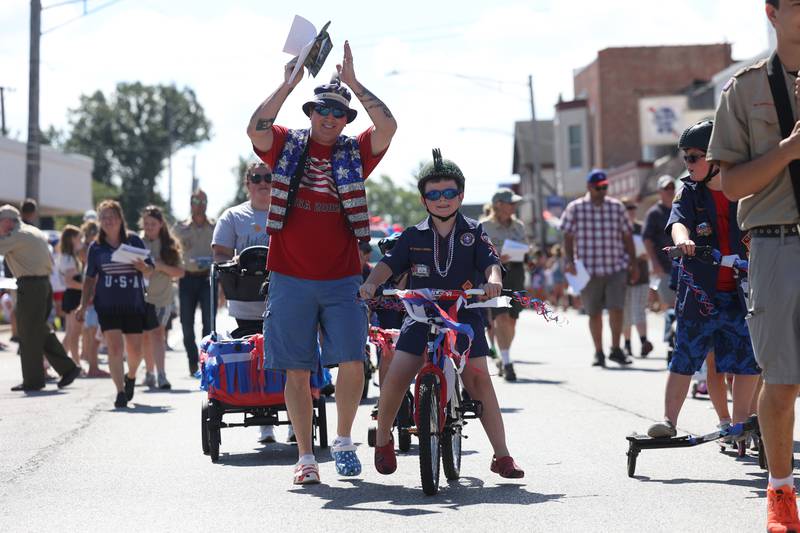 Members of the Boy Scouts Troop 155 walk in the Manhattan Labor Day Parade on Monday, Sept. 4, 2023 in Manhattan.