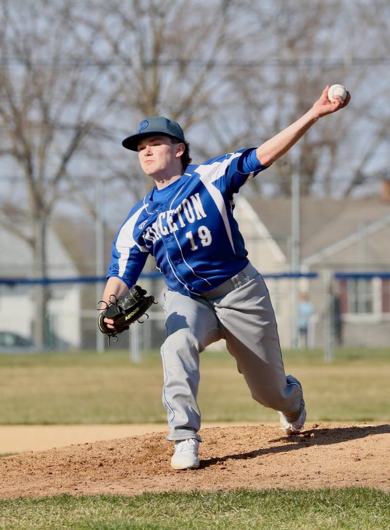 Princeton sophomore starter Tyler Forristall fires a pitch on Thursday, March 21 at Prather Field.