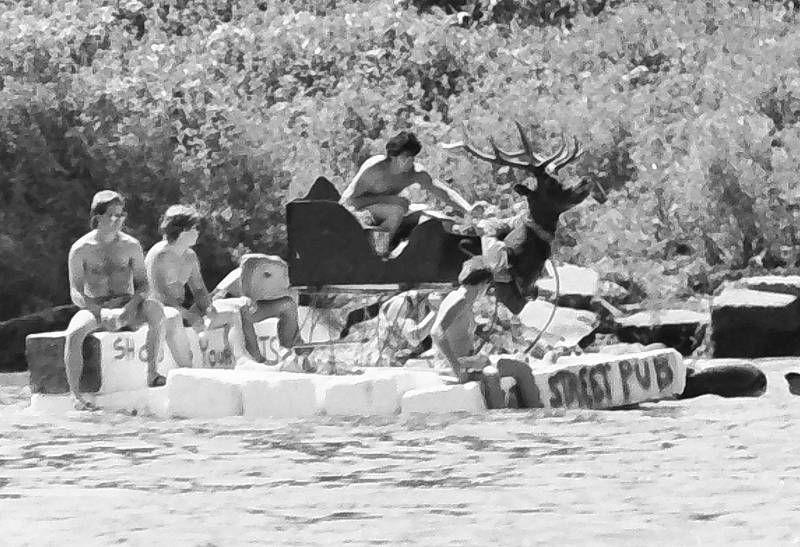 The Anything That Floats races were held from 1978-1986 each year in Peru. Contestants received a free case of Old Style beer upon entering. The rules were simple. To enter, participants needed to build a raft less than 50 feet in length and each person had to have a life jacket on board whether you wore it or not. A rope had to be attached to the raft for towing. Rafts were made from styrofoam, inter tubes or barrels. A minimum of two paddles were required on the float. Rafts were launched at the Starved Rock Boat Ramp and finished at the Peru boat launch area. Overtime, the event grew and got to big and out of control that organizers had to scrap it. This photo was found in the La Salle NewsTribune archives.