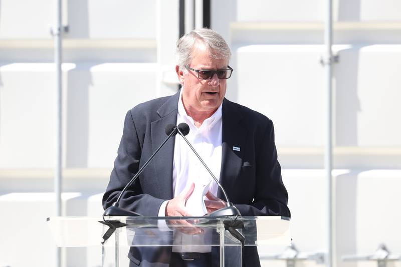 John Muiller, owner of G&W Electric, speaks outside the G&W Electric building in Bolingbrook. G&W Electric was given a rebate of $2.6 million, the largest rebate to date in Illinois, as part of ComEd’s Distributed Generation Rebate Program.