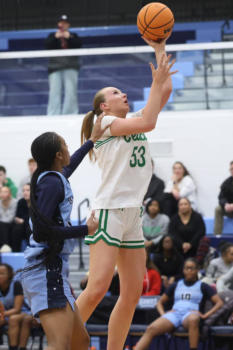 Providence’s Landrie Callahan puts up a shot against Hillcrest in the Class 3A Hillcrest Sectional championship game on Thursday, Feb. 26, 2026 in Hillcrest.