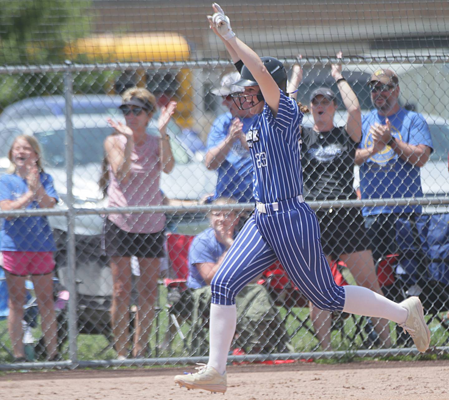 Newark's KJ Friestad reacts while running to home plate after hitting a home run against Flanagan/Woodland-Cornell in the Class 1A Sectional title game on Saturday, May 28, 2022 in Dwight.