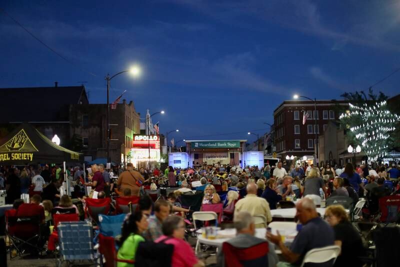 The concert took place on Princeton's Main Street in front of the Prouty Building.