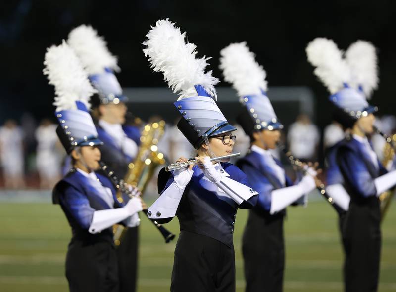 Downers Grove South’s band performs before its game against Downers Grove North on Friday, Sept. 1, 2023.