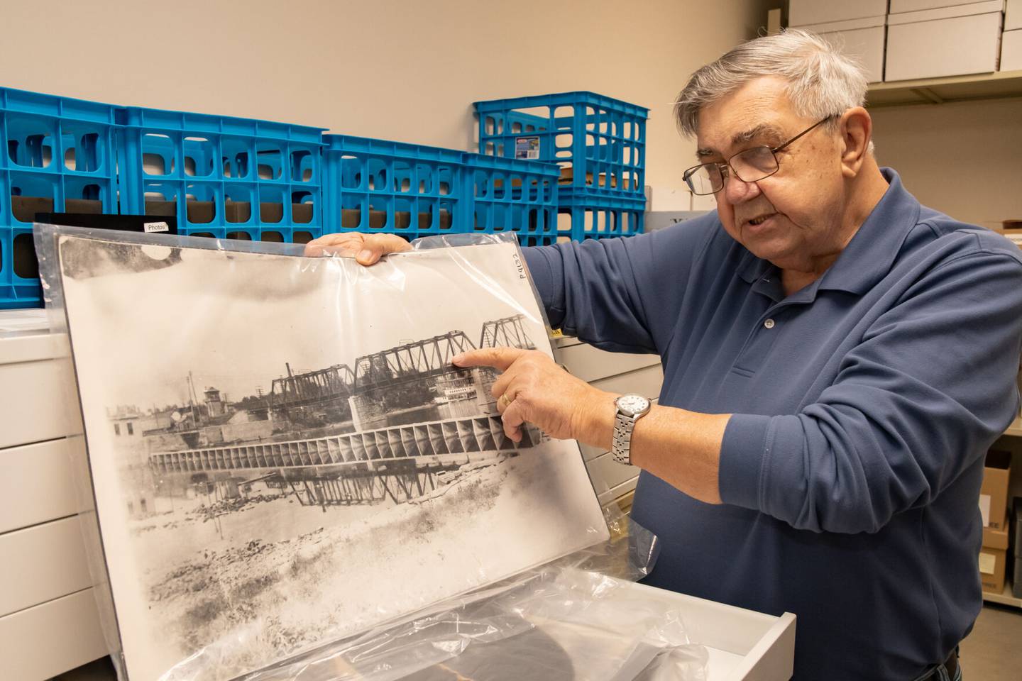 Jack Klasey examines the archives at the Kankakee County Museum on Jan. 8, 2021.