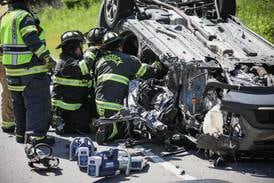 Man flown to hospital after crash that shut down Route 14 near Woodstock