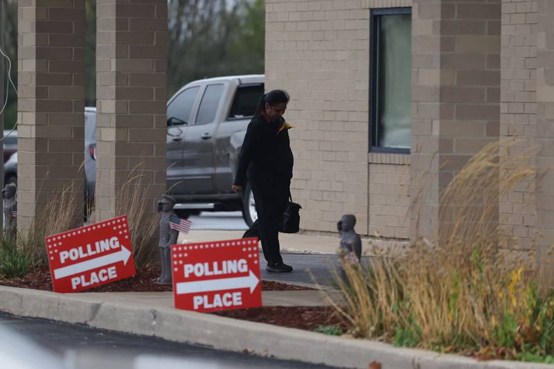 A person goes to vote at the American Legion Post 1080 in Joliet on Tuesday, Nov. 5, 2024.