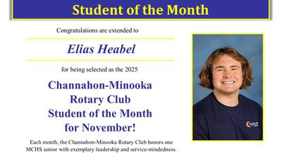 Channahon-Minooka Rotary names Minooka High’s Elias Heabel November Student of the Month 