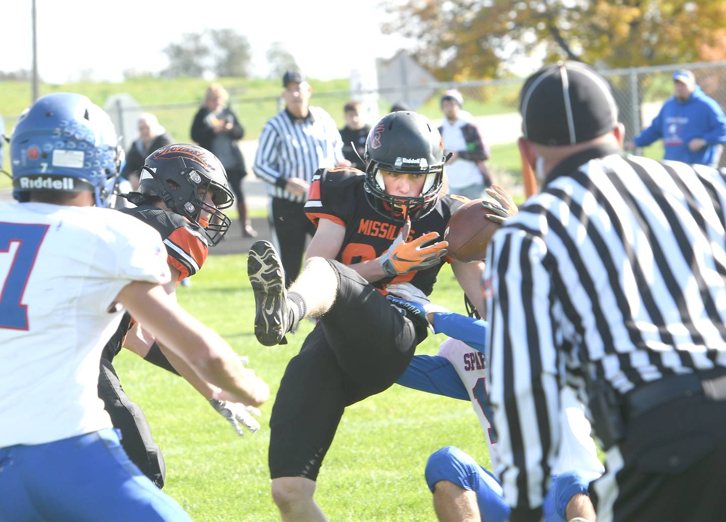 Milledgeville's Landon Frederick catches a pass for a touchdown during second quarter action.