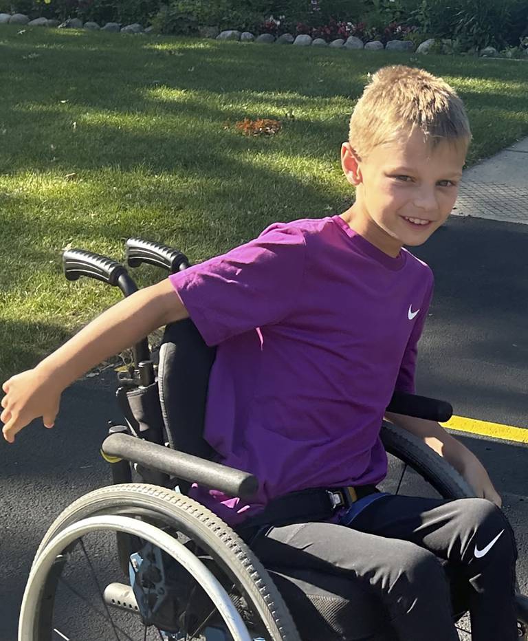 This undated photo provided by Jasculca Terman Strategic Communications shows Cooper Roberts, who was a victim of the 2022 Fourth of July parade shooting in Highland Park, Ill. He remains paralyzed from the waist down.