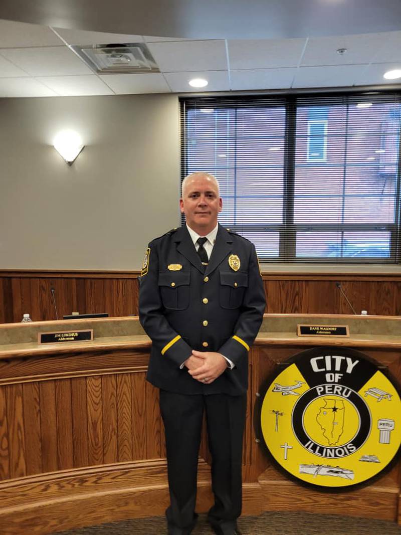 Peru Police Officer Matt Peters was named sergeant of the police department in an announcement Monday, May 23, 2022, at the Peru City Council meeting.