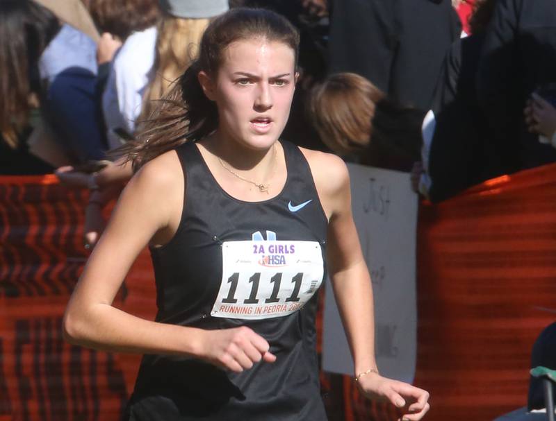Nazareth's Jane McNamara competes in the Class 2A State Cross Country race on Saturday, Nov. 4, 2023 at Detweiller Park in Peoria.