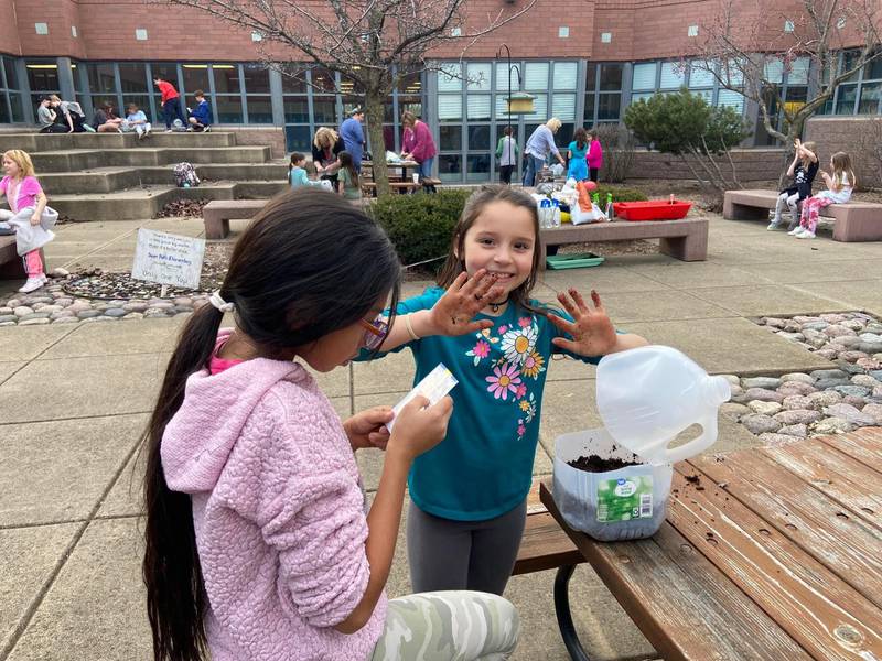 Cary School District 26 Deer Path students start planting seeds for the garden club.