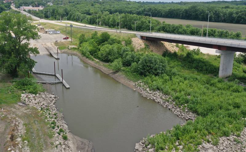 An aerial view of Barto Landing on Thursday, June 13, 2024 in Spring Valley. The City of Spring Valley purchased the property and has plans to restore it.