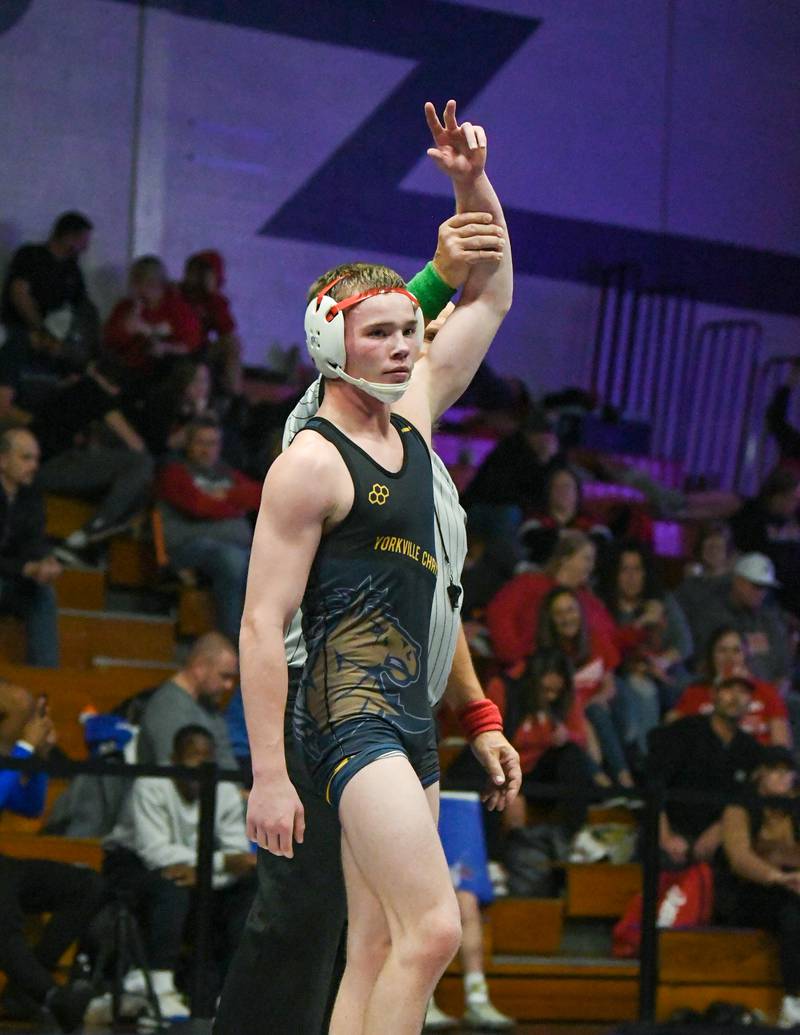 Yorkville Christian Noah Dial wrestles during the 1322 weight class during the championship match Saturday Dec. 10th where he took first at the Plano Reaper wrestling classic held at Plano High School.