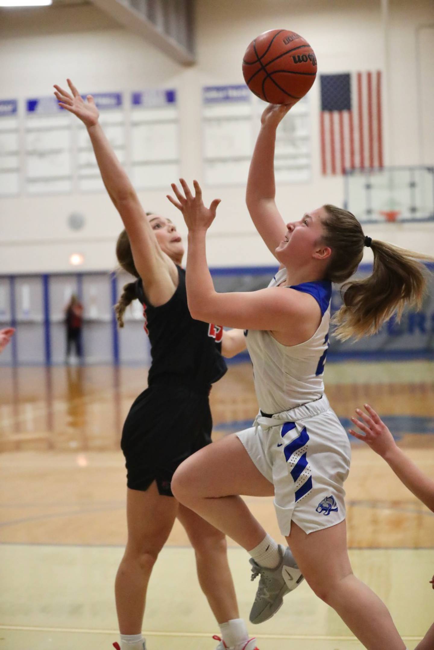 Princeton's Miyah Fox powers up for a shot against E-P in Saturday's championship game of the Princeton Holiday Tournament.