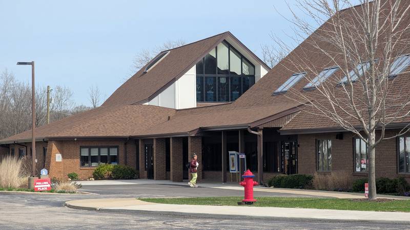 A person walks inside Messiah Lutheran Church in Joliet, on Tuesday, April 1, 2025. Messiah Lutheran Church served as a polling place on Tuesday.