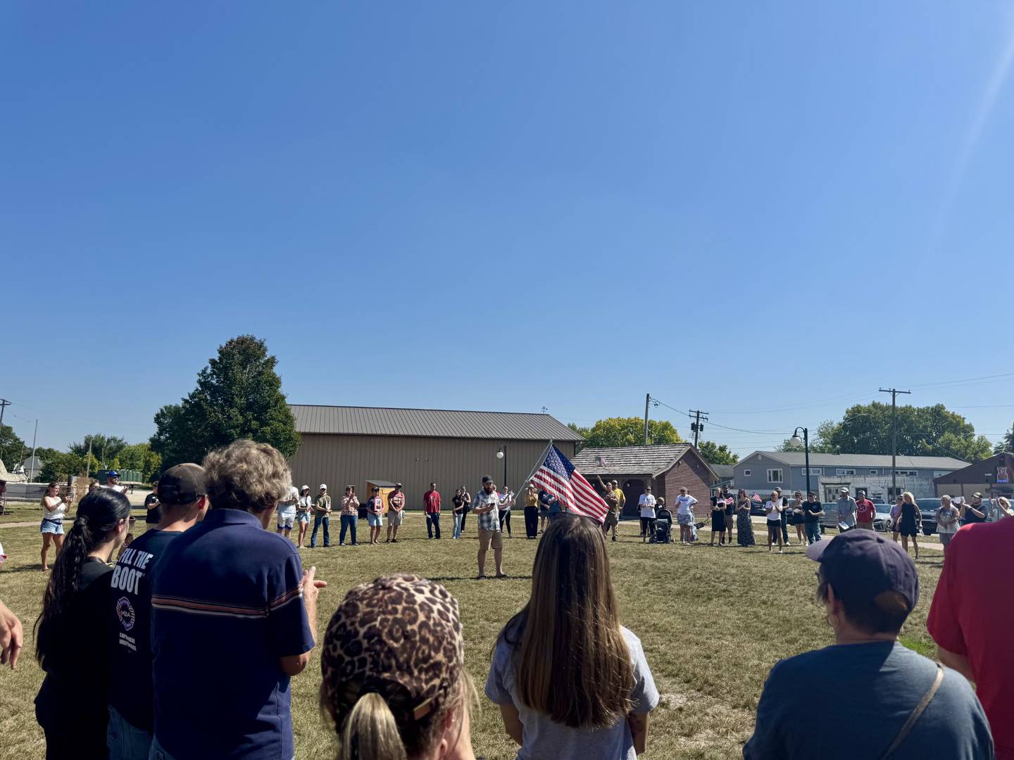 Illinois Valley resident Andrew Moore speaks at Charlie Kirk's vigil on Sunday, Sept. 14, 2025, at Knudson Park in Marseilles.