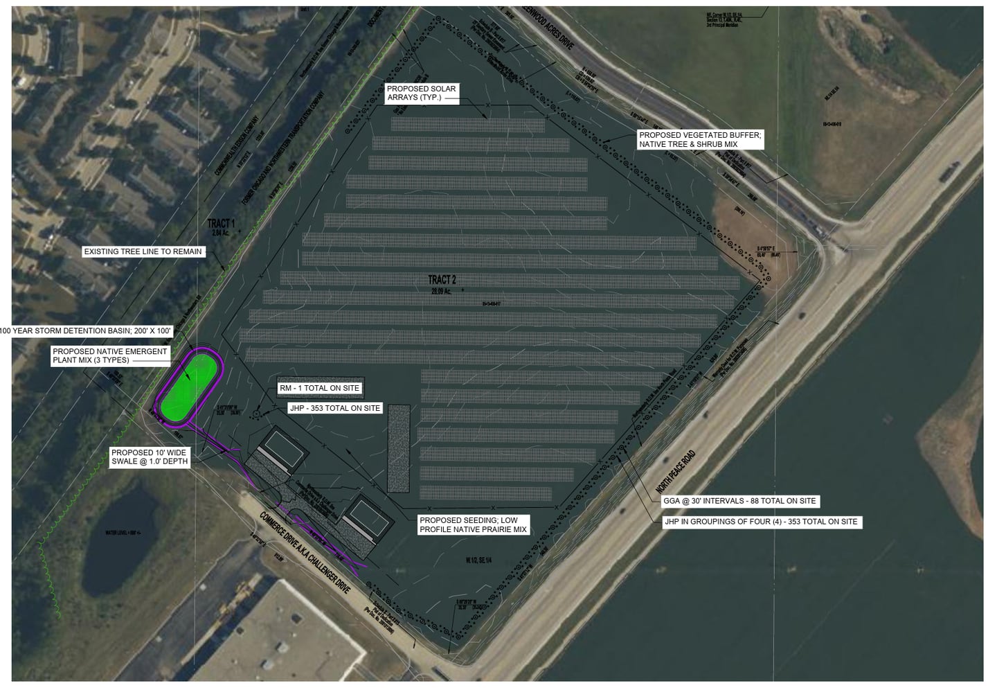 Champaign-based Donato Solar has submitted a petition to rezone and annex about 30 acres of land along the west side of Peace Road between Greenwood Acres and Challeger drives in DeKalb for the development of a solar field and two-building data center.