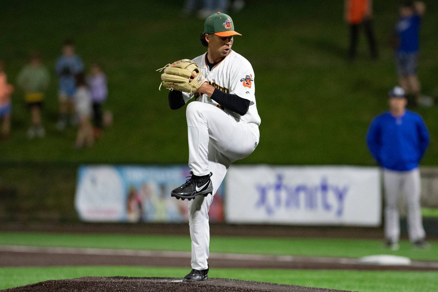Hall graduate Ty Rybarczyk winds up during a game with the Joliet Slammers this summer.