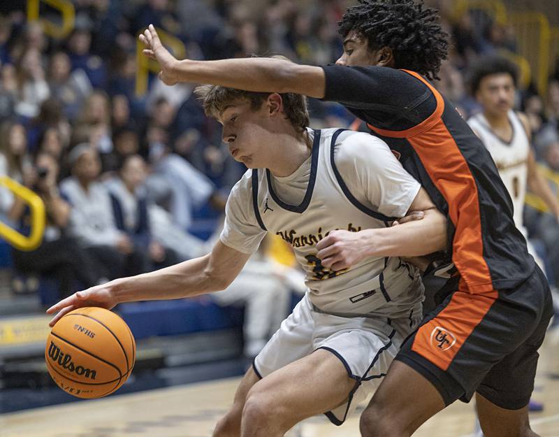 Sterling’s Jack Saathoff works against UT’s Jasiah Massey Friday, Jan. 16, 2026.