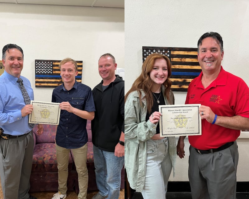 Bureau County Sheriff Jim Reed is happy to announce the winners of the Illinois Sheriff’s Association Scholarship for 2022. This year’s winners are Zoe Starkey of Princeton and Brock Loftus of Ohio.