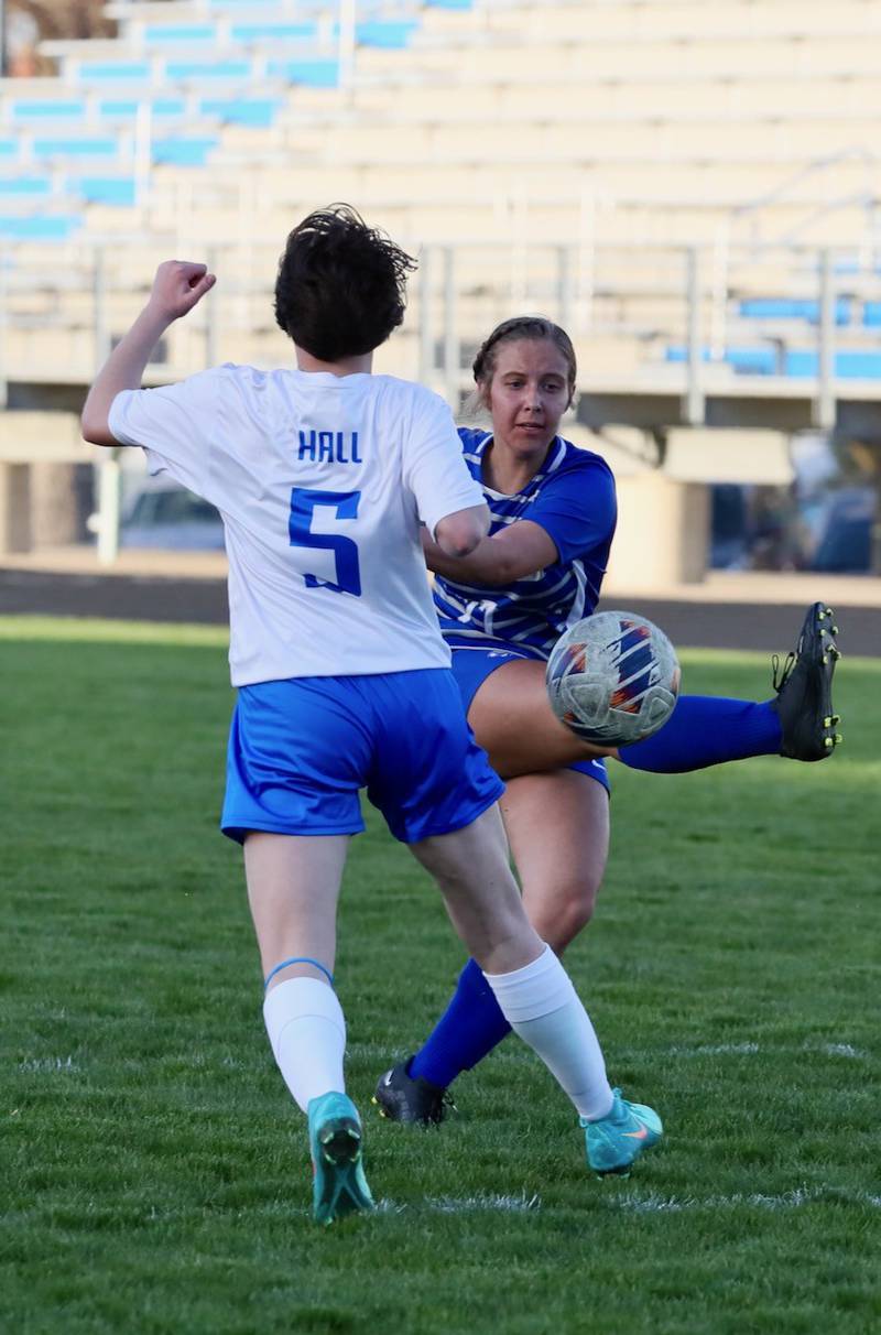 Princeton's Ava Kyle takes a shot against HBR Monday at Bryant Field.