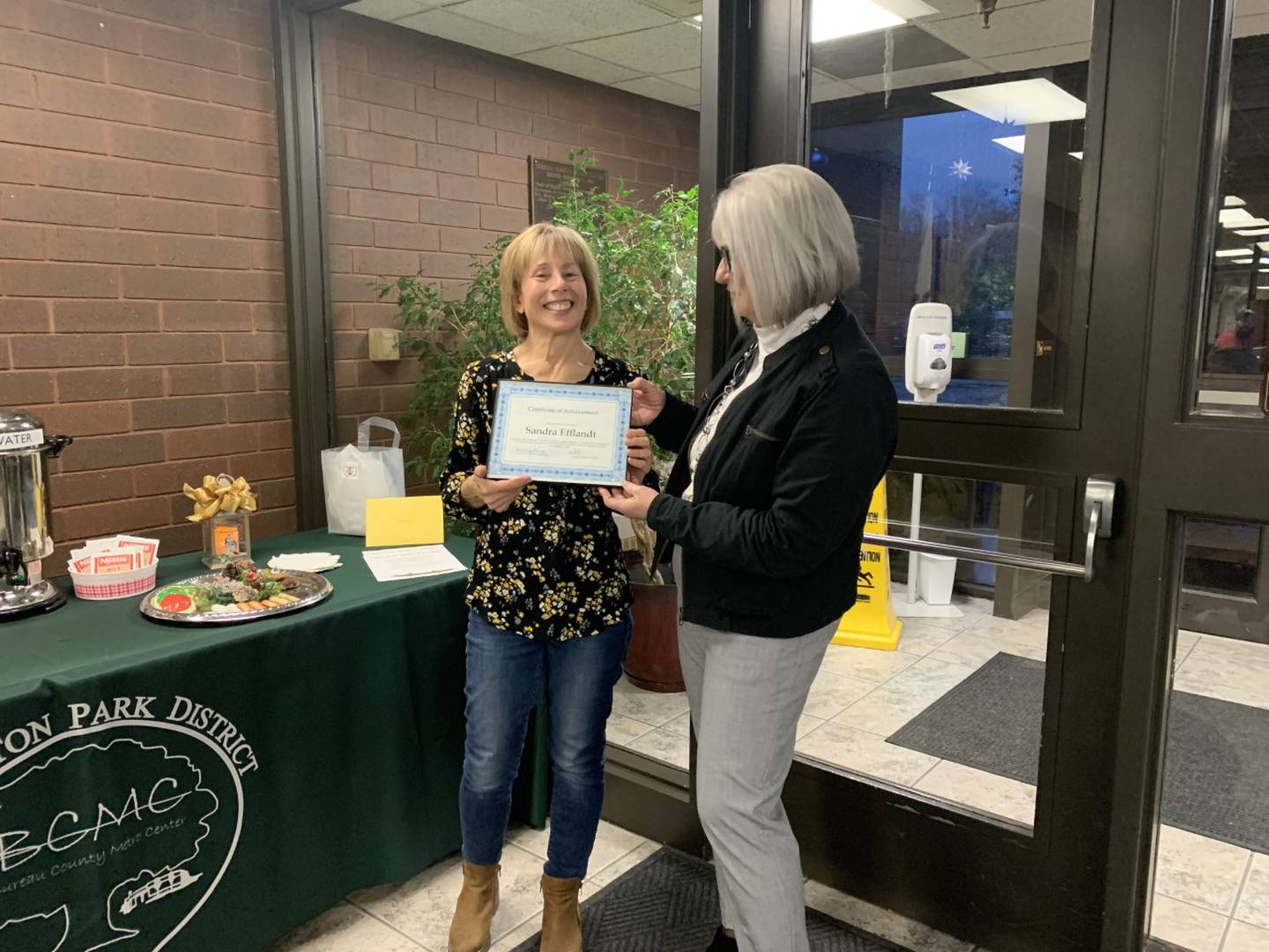 After over 26 years of part-time work with the Princeton Park District, Sandy Efflandt was honored with a farewell coffee with co-workers this past Wednesday.