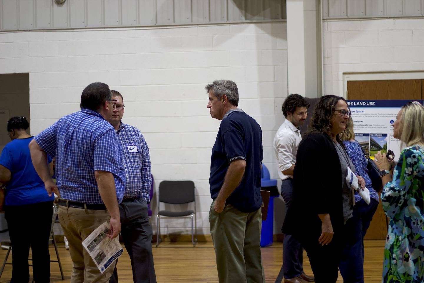Attendees at the first public meeting for the Interstate 80 Des Plaines River Bridge Community Plan on Tuesday, July 22, 2025, at All Nations Church of God, 507 Water St., Joliet.